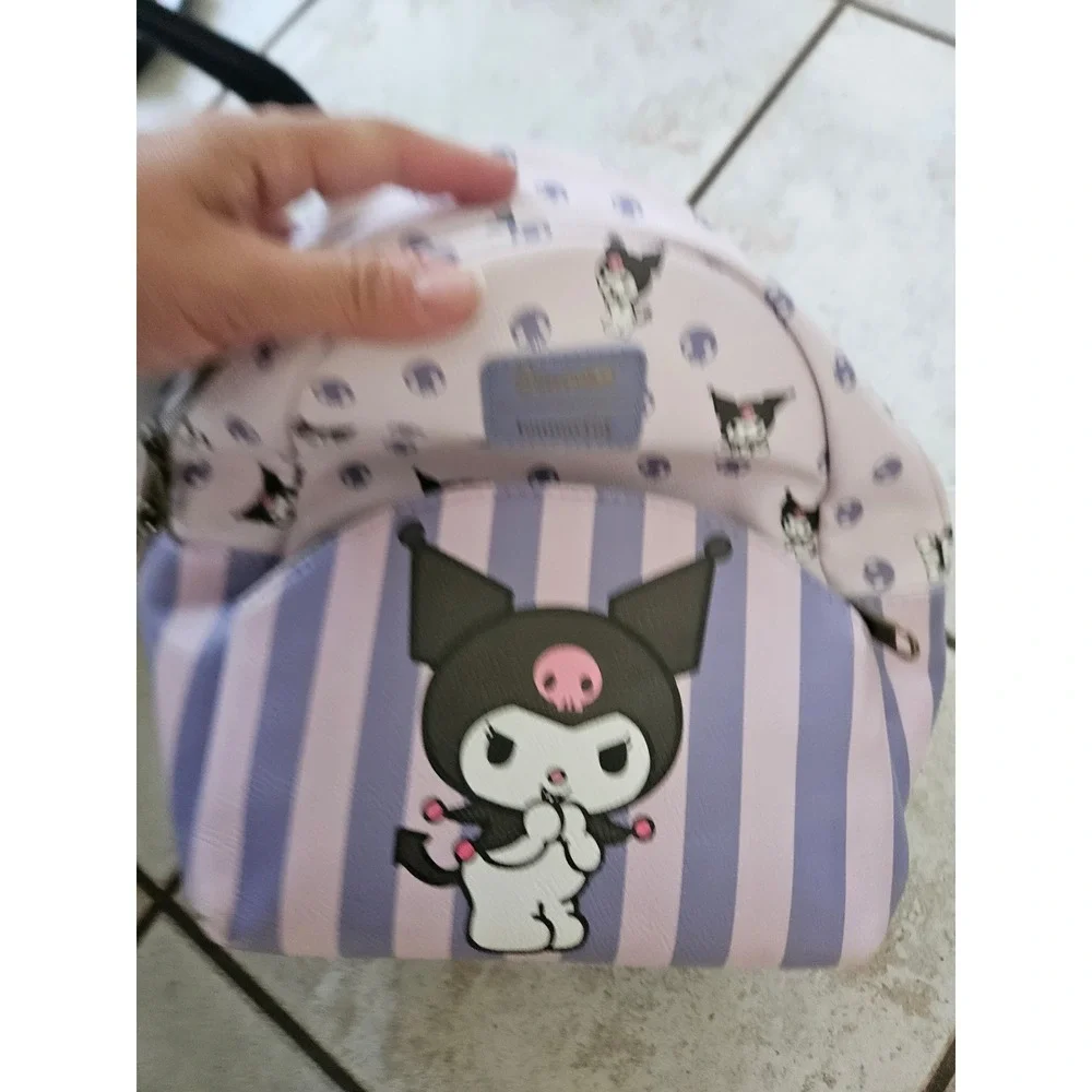 Loungefly Sanrio Kuromi Mini Backpack Purple Striped Character Print Bag